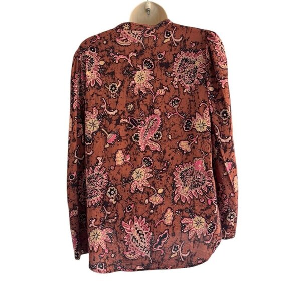 A.L.C.  Women's Sz 4 Cognac and Coral Paisley Marci Blouse - Picture 3 of 8